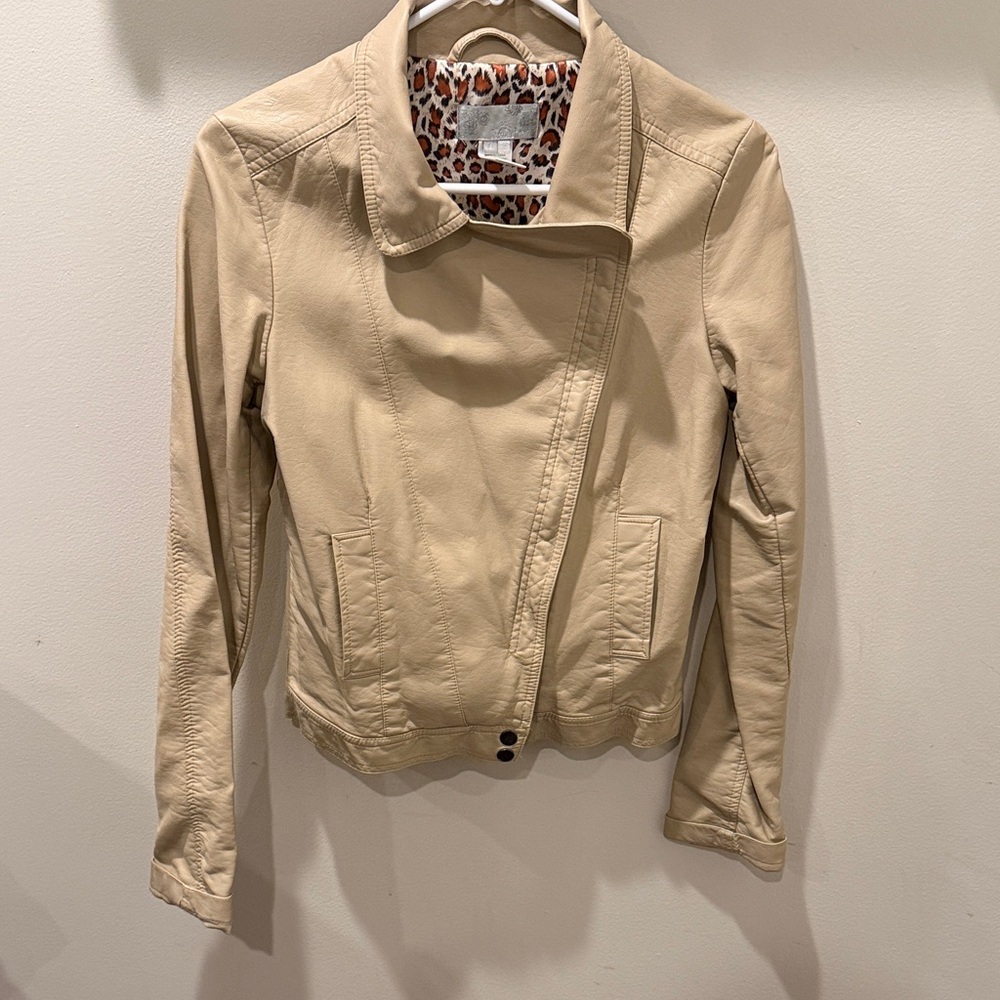 Solemio Tan Faux Leather Jacket